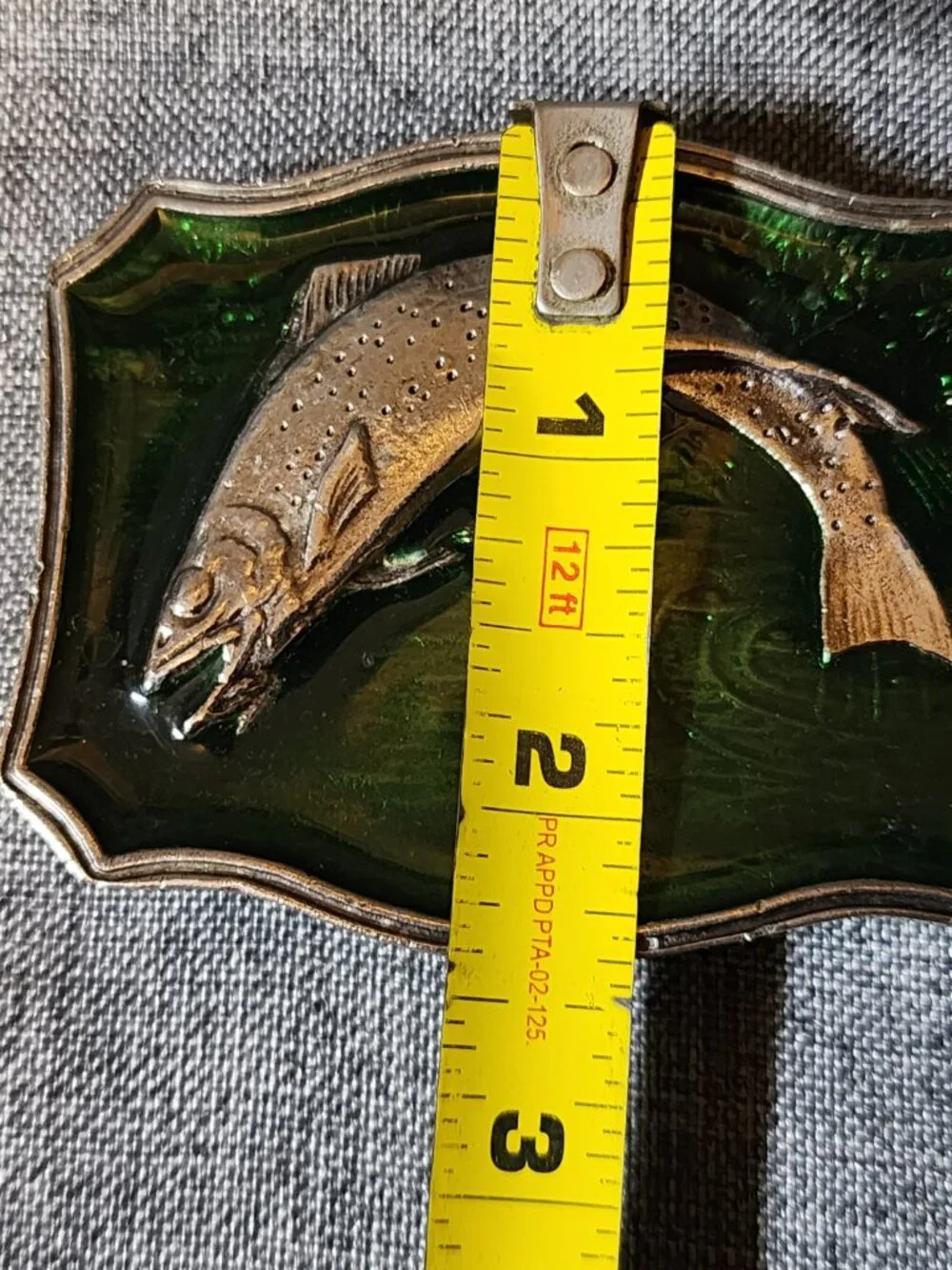 Raintree Metal Alloy W/ Green Enamel Trout Belt Buckle
